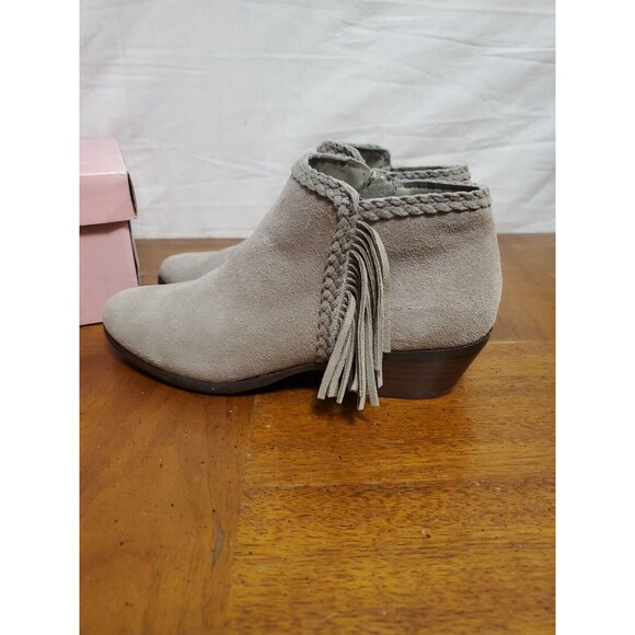 Crown Vintage Tammy Taupe Beige Fringe Suede Bootie Boots Shoes Size 7 - Picture 6 of 8